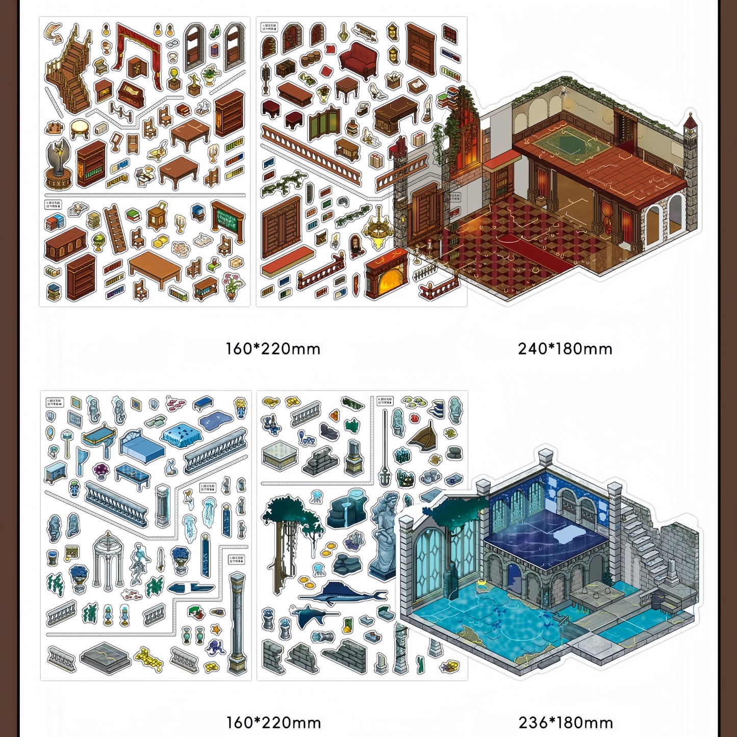 Hidden Places 3D Sticker | 2 Cute Miniature Scenes
