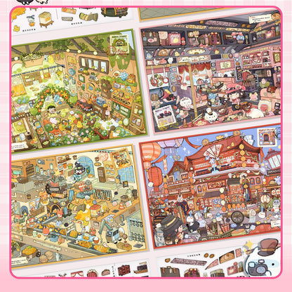 Tiny Worlds to Explore 3D Sticker | 4 Cute Miniature Scenes
