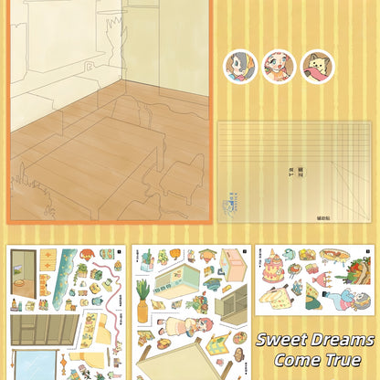 Leisure Daily 3D Sticker | 4 Cute Miniature Scenes
