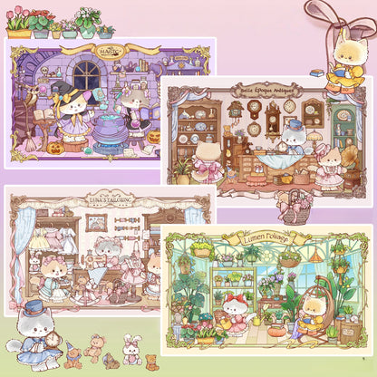 Cat’s World 3D Sticker | 4 Cute Miniature Scenes