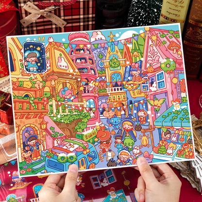 Christmas Town 3D Sticker | 2 Cute Miniature Scenes