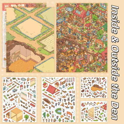 Fluff World 3D Sticker | 3 Cute Miniature Scenes