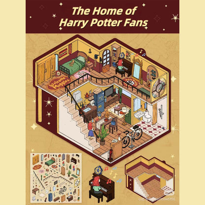 Little Cozy Rooms 3D Sticker | 2 Cute Miniature Scenes