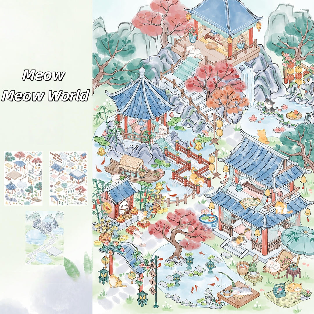 Wind-Retaining Pavilion 3D Sticker | 5 Cute Miniature Scenes