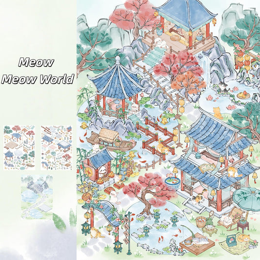 Wind-Retaining Pavilion 3D Sticker | 5 Cute Miniature Scenes