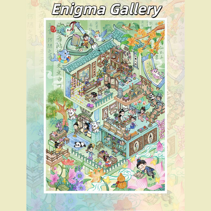 Ancient Chinese Retreats 3D Sticker | 4 Cute Miniature Scenes