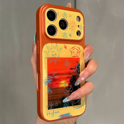 Beach Sunset Doodle Illustration Acrylic Phone Case