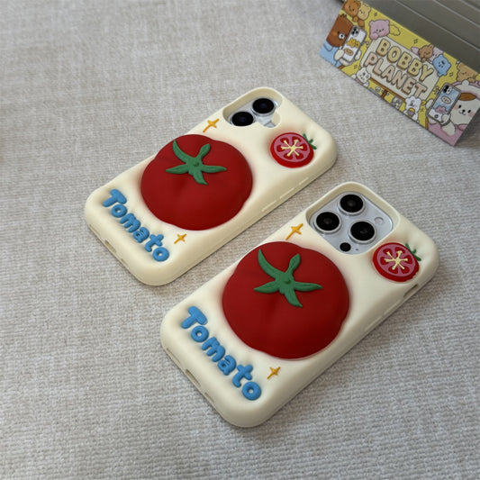 3D Tomato Stand Silicone Phone Case