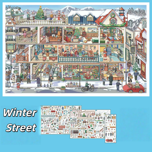 Cozy Street View 3D Sticker | 3 Cute Miniature Scenes