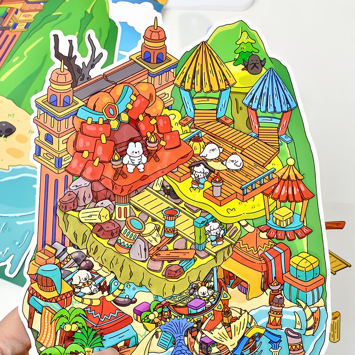 Paw's Adventure 3D Sticker | 2 Cute Miniature Scenes