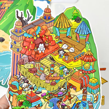 Paw's Adventure 3D Sticker | 2 Cute Miniature Scenes