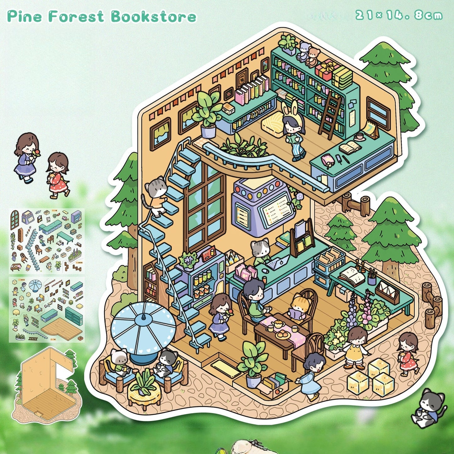 Cute Daily Life 3D Sticker | 4 Cute Miniature Scenes