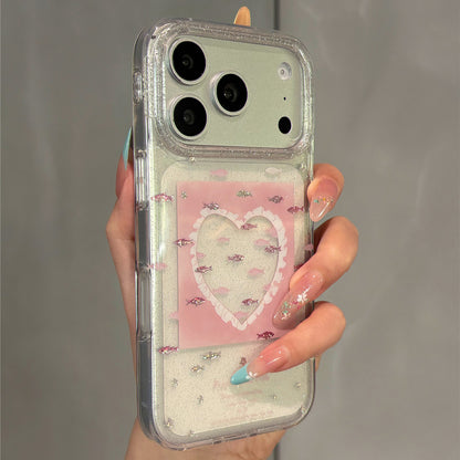 Girl Pink Hollow Heart Gilt Goldfish Acrylic Phone Case