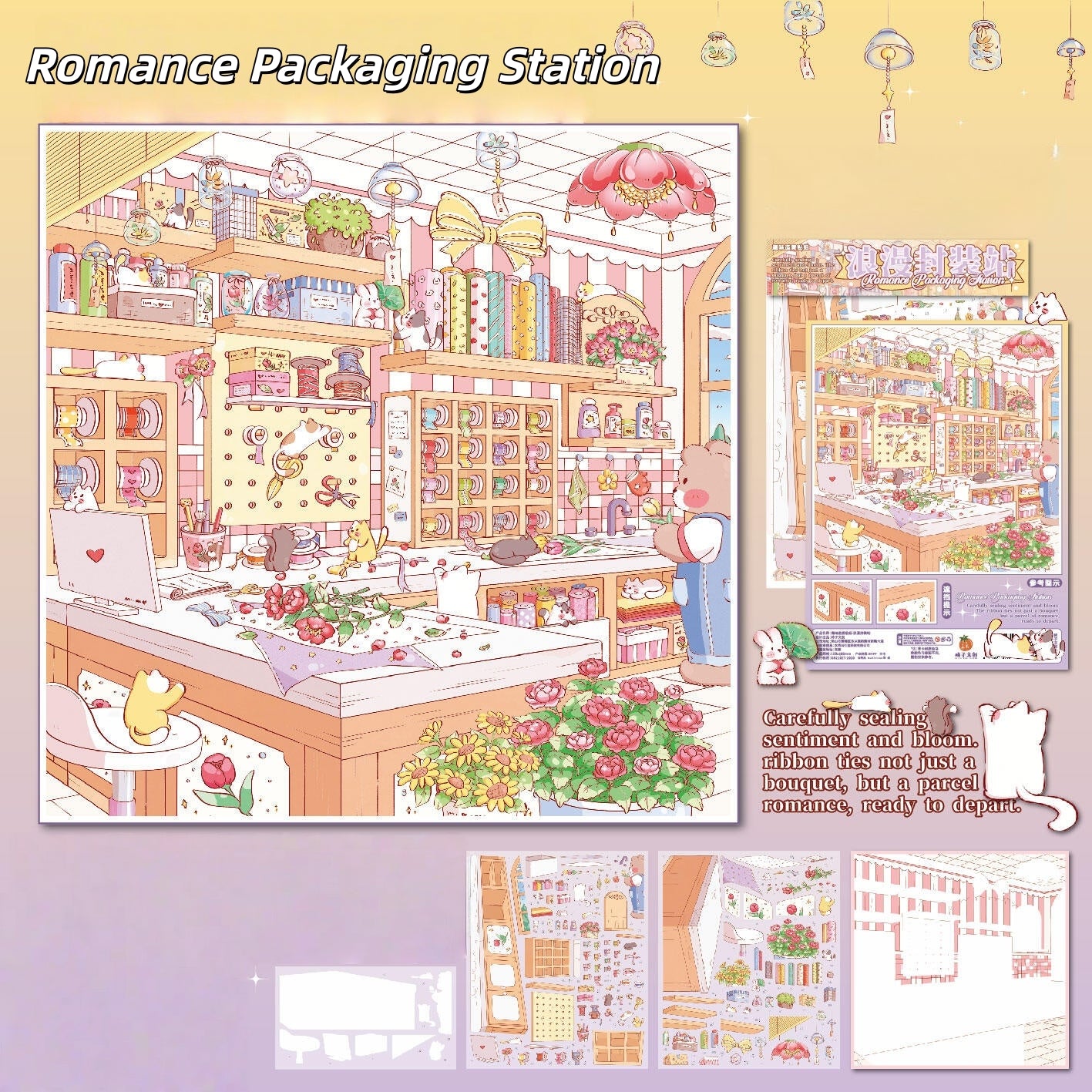 Flower Shop 3D Sticker | 3 Cute Miniature Scenes