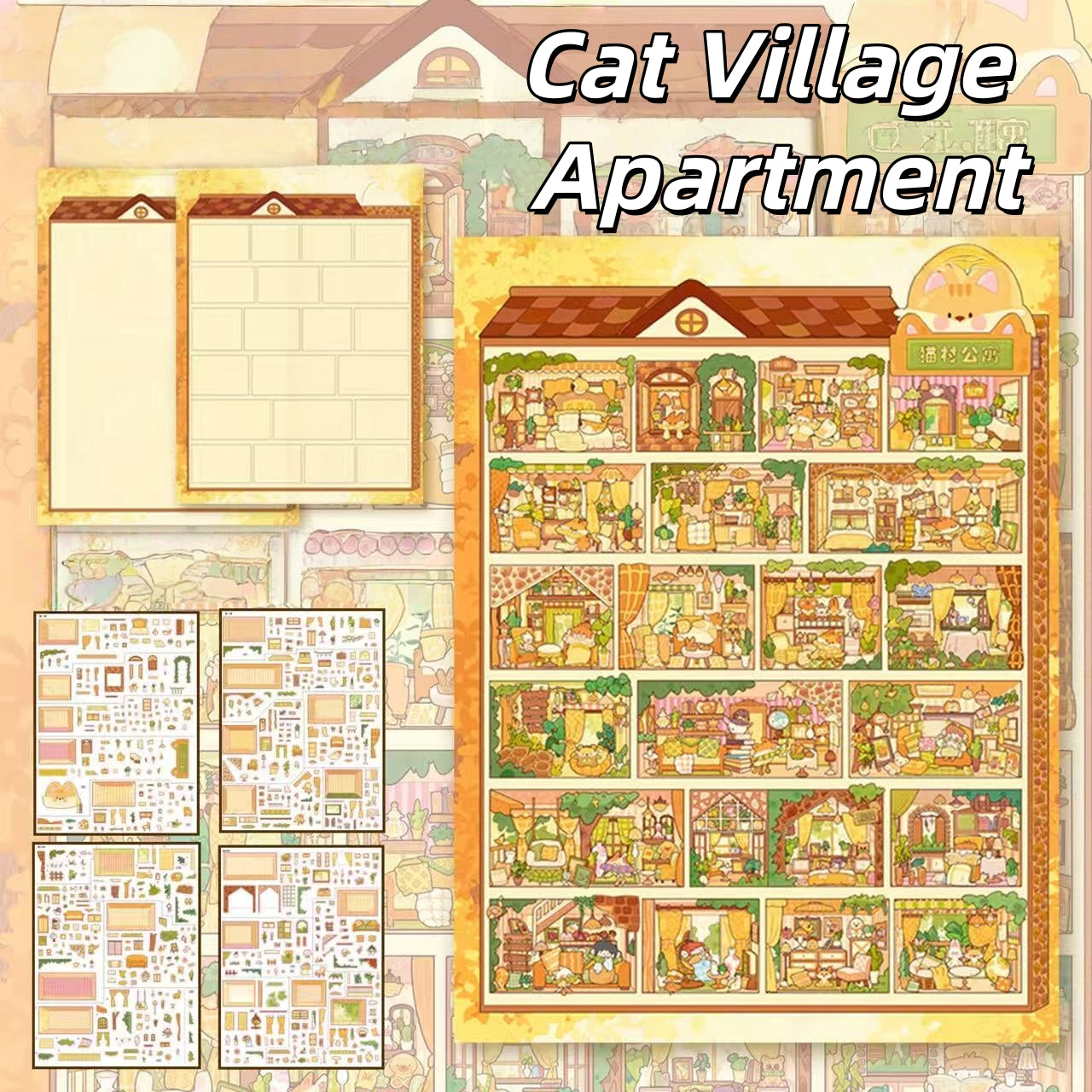 Dwelling Scenes 3D Sticker | 4 Cute Miniature Scenes