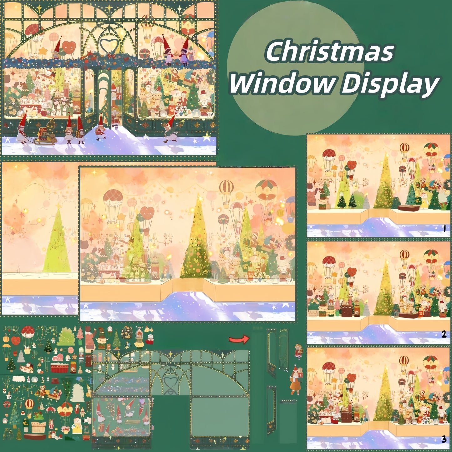 Fantasy Christmas 3D Sticker | 2 Cute Miniature Scenes