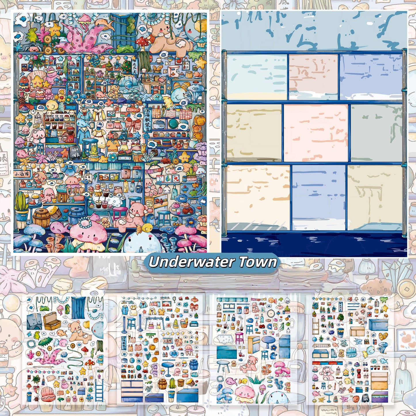 Cubic Building 3D Sticker | 3 Cute Miniature Scenes