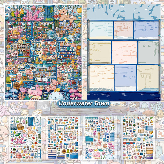 Cubic Building 3D Sticker | 3 Cute Miniature Scenes