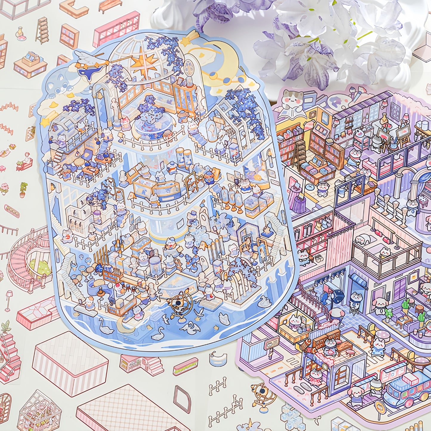 Kitten‘s Fantasy 3D Sticker | 3 Cute Miniature Scene