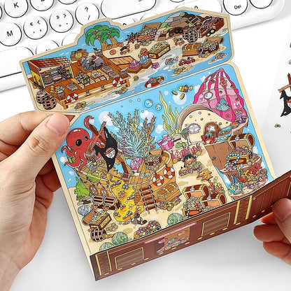 Treasure Chests 3D Sticker | 4 Cute Miniature Scenes