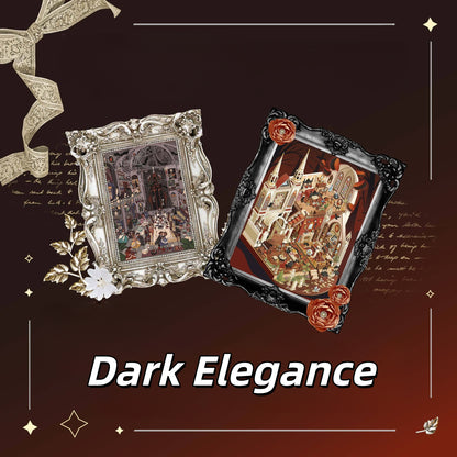 Dark Elegance 3D Sticker | 2 Cute Miniature Scenes
