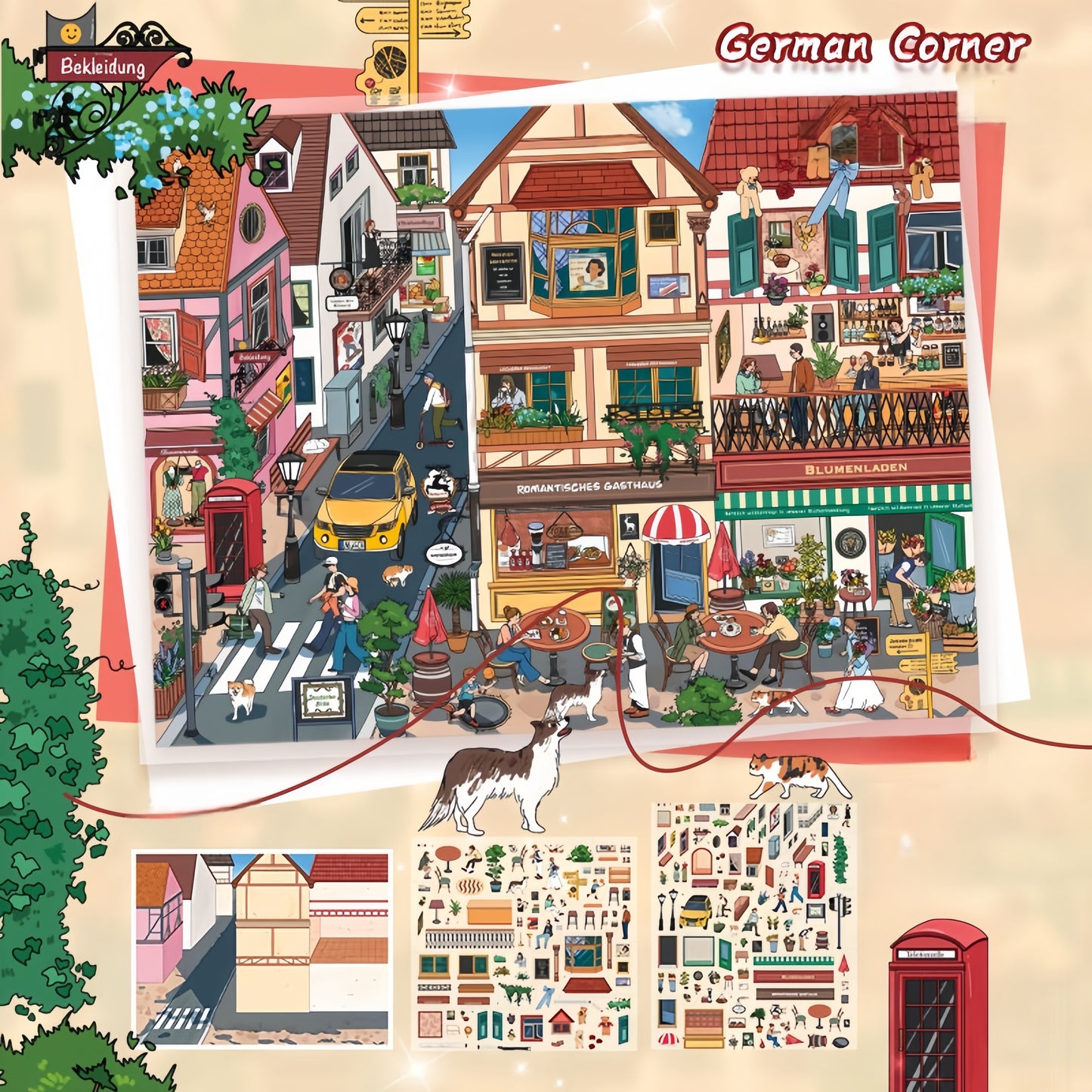 Street Corner 3D Sticker | 3 Cute Miniature Scenes