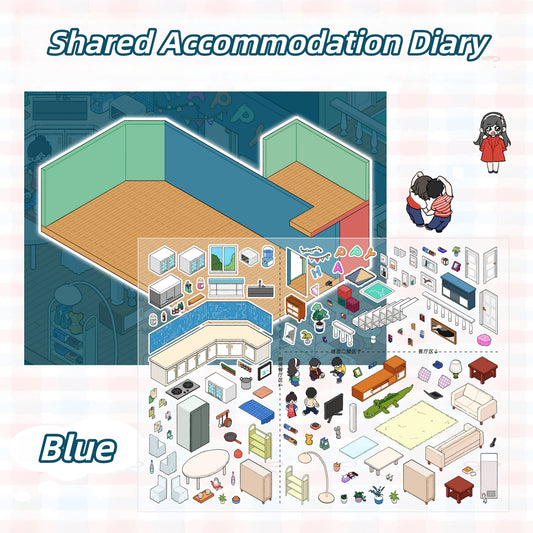 Shared Accommodation Diary 3D Sticker | 2 Cute Miniature Scenes