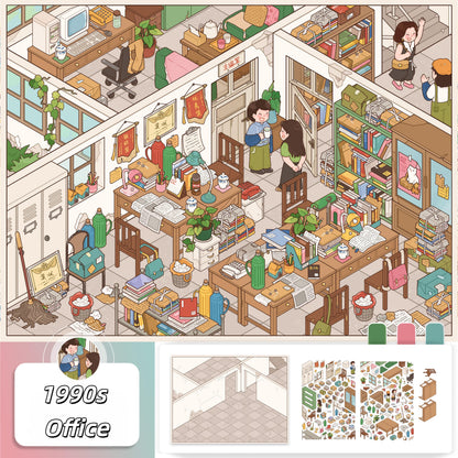 1990s 3D Sticker | 2 Cute Miniature Scenes