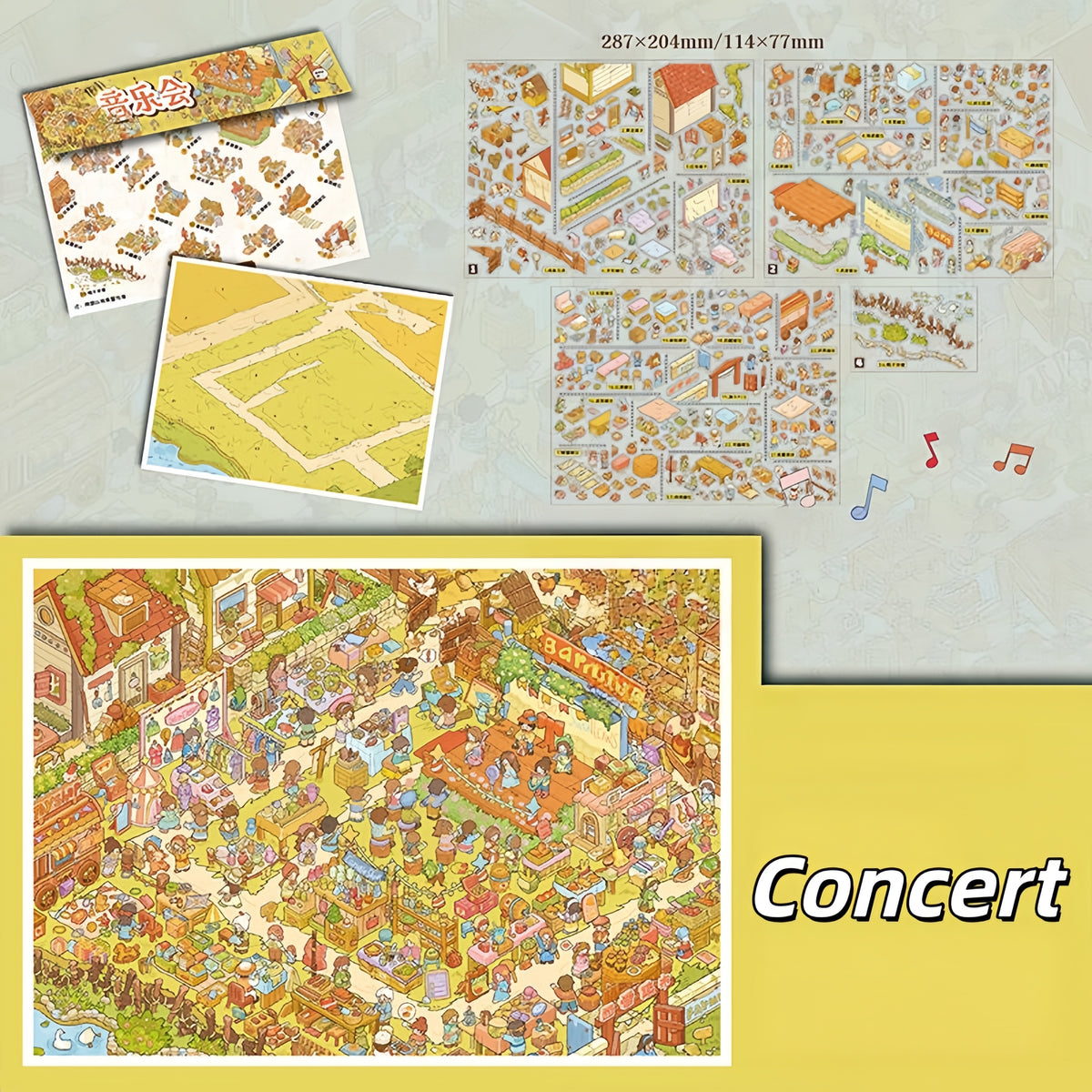 Spring Sounds 3D Sticker | 2 Cute Miniature Scenes