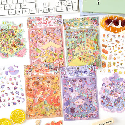 Little Shop 3D Sticker | 4 Cute Miniature Scenes