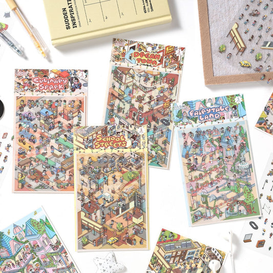 Dream Life 3D Sticker | 4 Cute Miniature Scenes