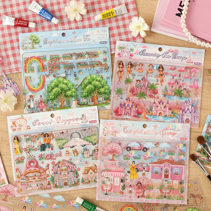 Breath of Blossoms 3D Sticker | 4 Cute Miniature Scenes