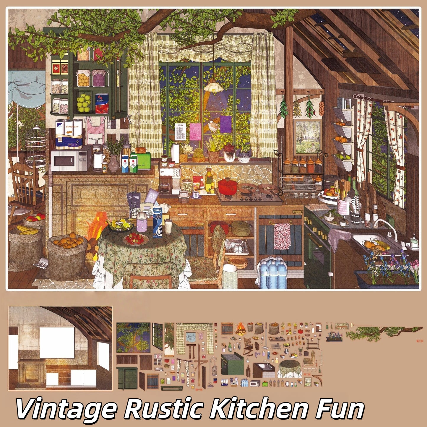 Kitchen Diaries 3D Sticker | 2 Cute Miniature Scenes