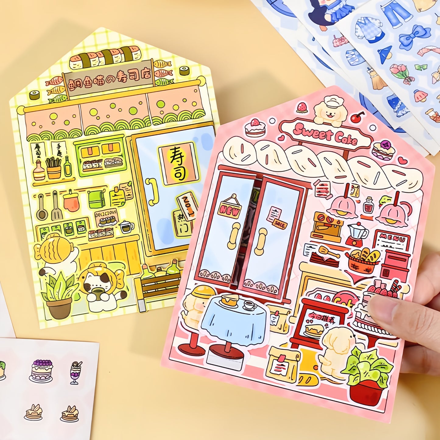 Street Corner Store 3D Sticker | 4 Cute Miniature Scenes