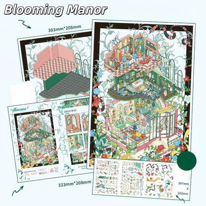 Gilded Dreams 3D Sticker | 4 Cute Miniature Scenes