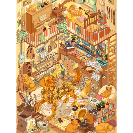 Golden Retriever Concerto 3D Sticker