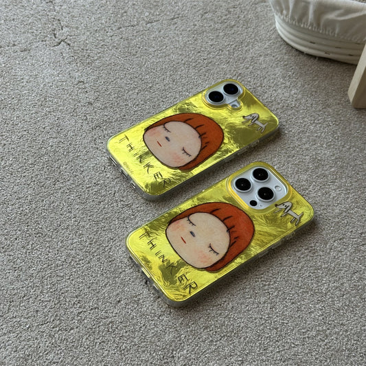 Girl Wrinkled Foil Texture Acrylic Phone Case