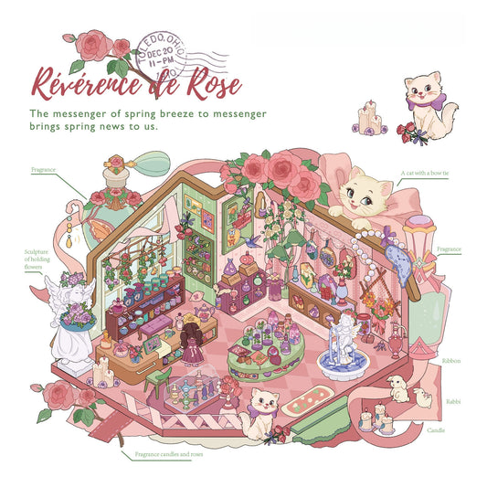 Rose's Greeting 3D Sticker | 4 Miniature Scenes