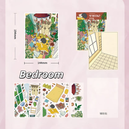Homebody Diary 3D Sticker | 2 Cute Miniature Scenes