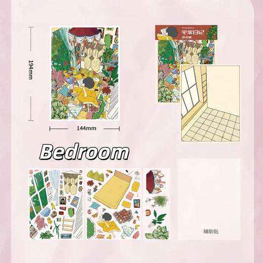 Homebody Diary 3D Sticker | 2 Cute Miniature Scenes