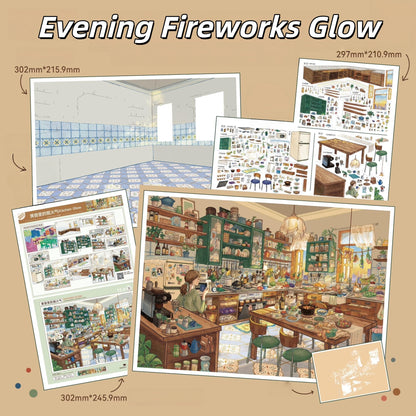 Evening Hour 3D Sticker | 4 Cute Miniature Scenes
