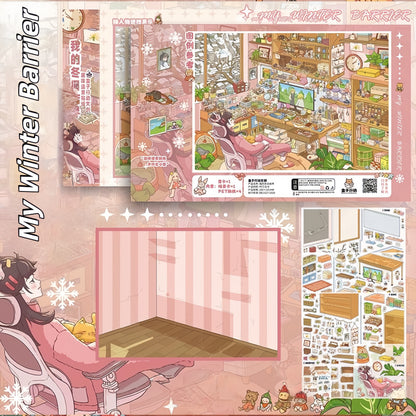 Winter Corners 3D Sticker | 4 Cute Miniature Scenes