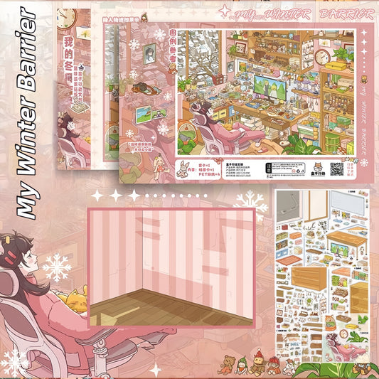 Winter Corners 3D Sticker | 4 Cute Miniature Scenes