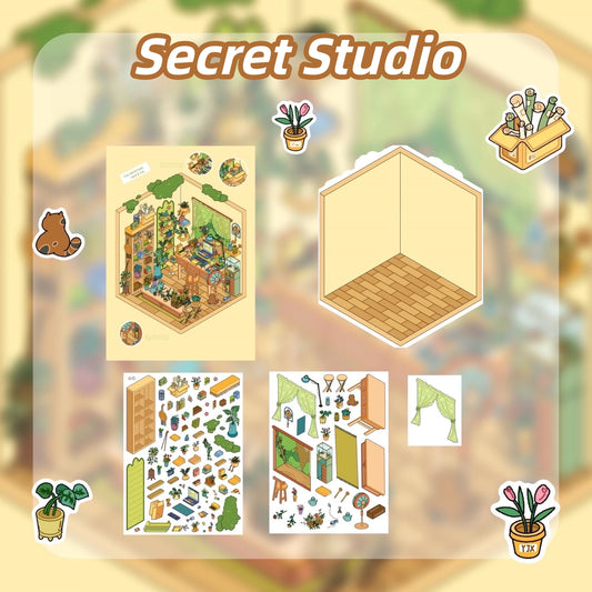 Dream Homes 3D Sticker | 4 Cute Miniature Scenes