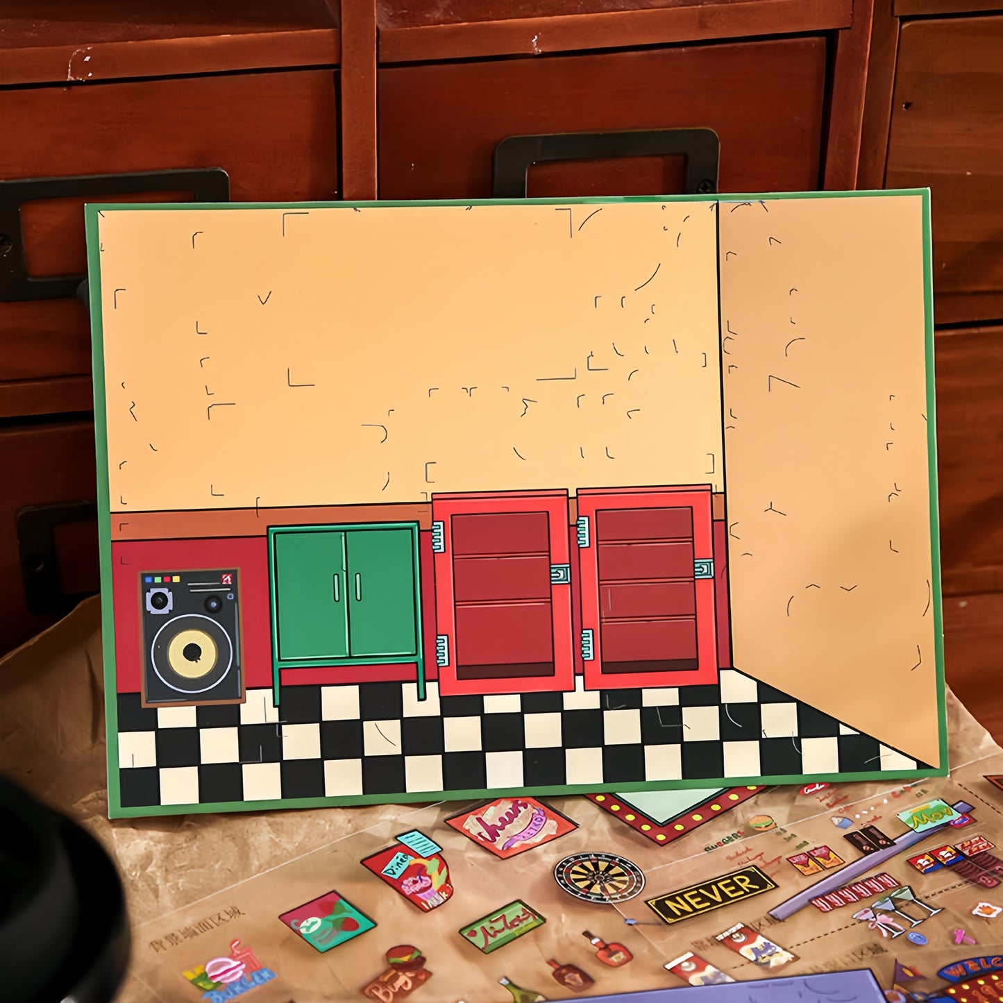 American Comic Style 3D Sticker | 3 Cute Miniature Scenes