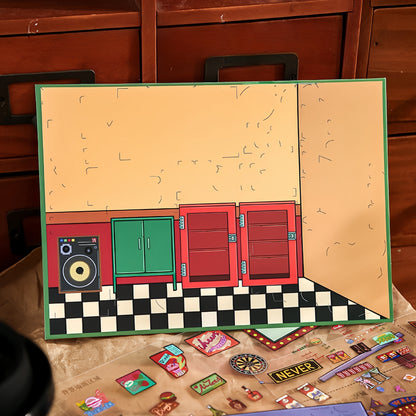 American Comic Style 3D Sticker | 3 Cute Miniature Scenes