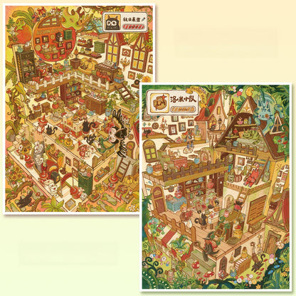 Golden Realms 3D Sticker | 2 Cute Miniature Scenes