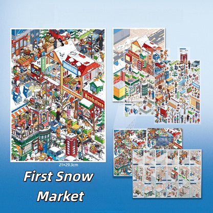 Streetscapes 3D Sticker | 4 Cute Miniature Scenes