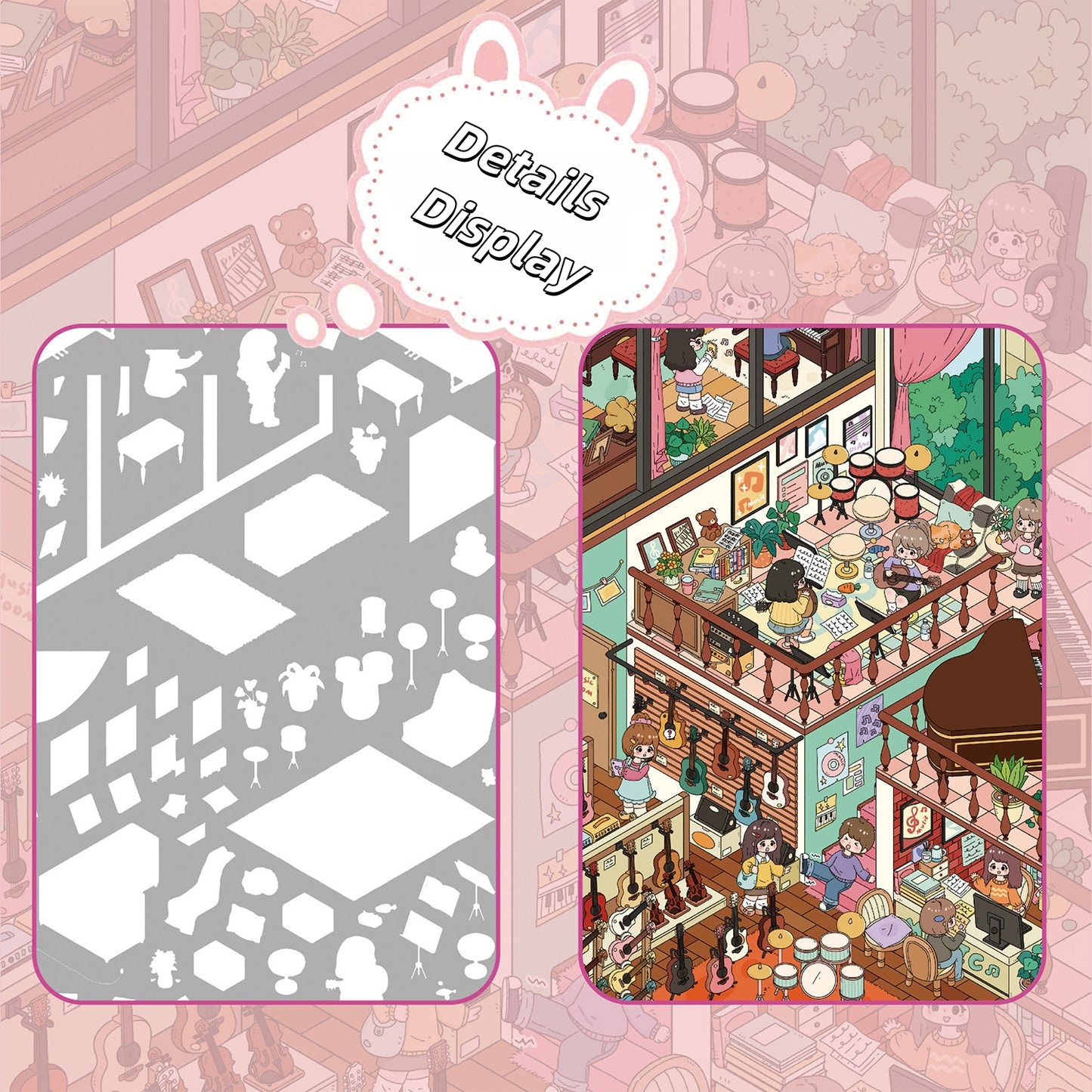 Brushes & Beats 3D Sticker | 2 Cute Miniature Scenes