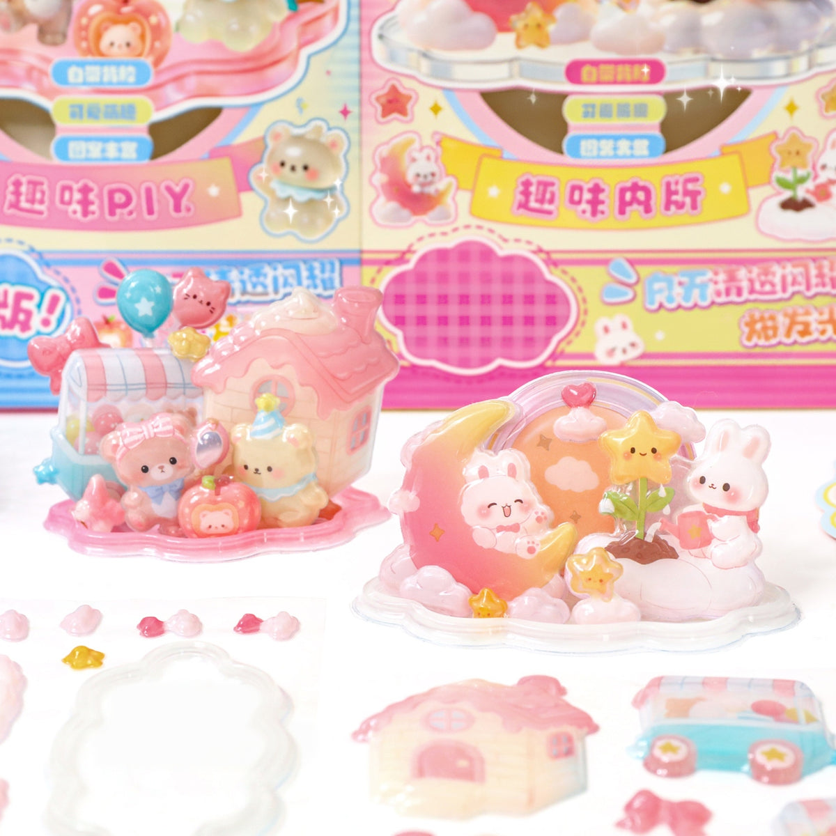 Playful Worlds 3D Stackable Stickers | 6 Cute Miniature Themes